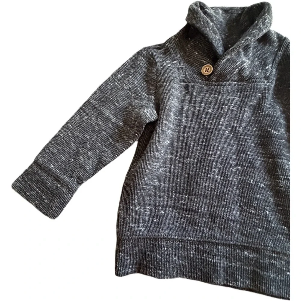 Old Navy Toddler Shawl Collar Pullover Sweater 18-24 Months Gray Marled Button